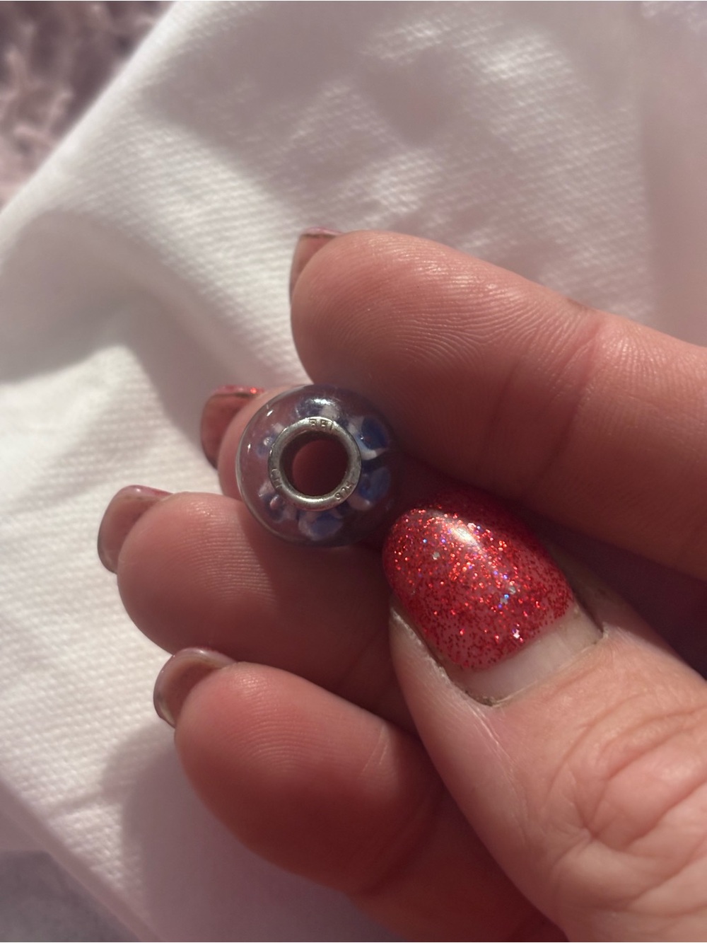 Pandora Blue and White Glass Charm Bead